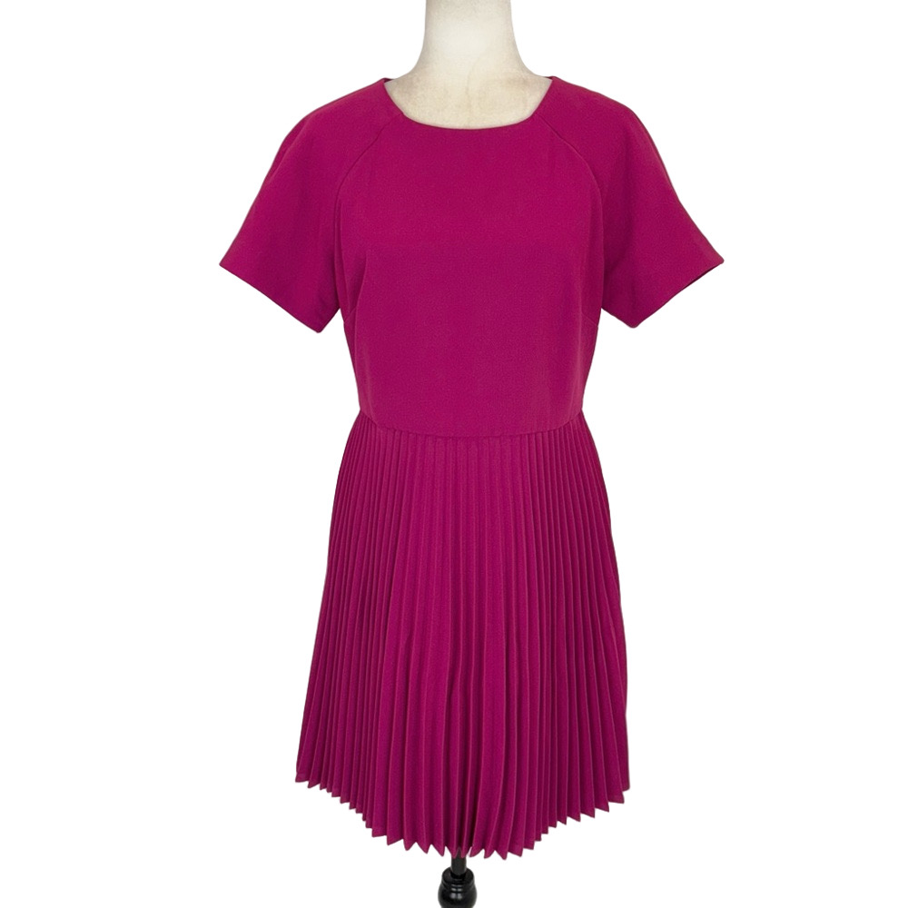 Trina Turk plum accordion pleat dress